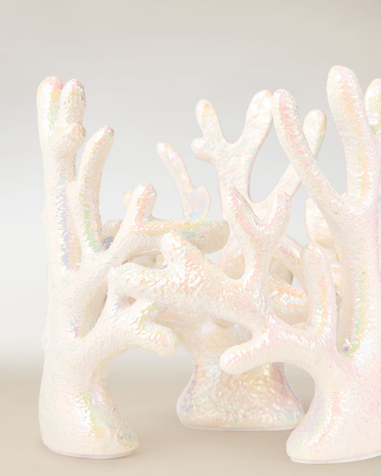 Iridescent Coral Pedestal 3-Wick Candle Holder