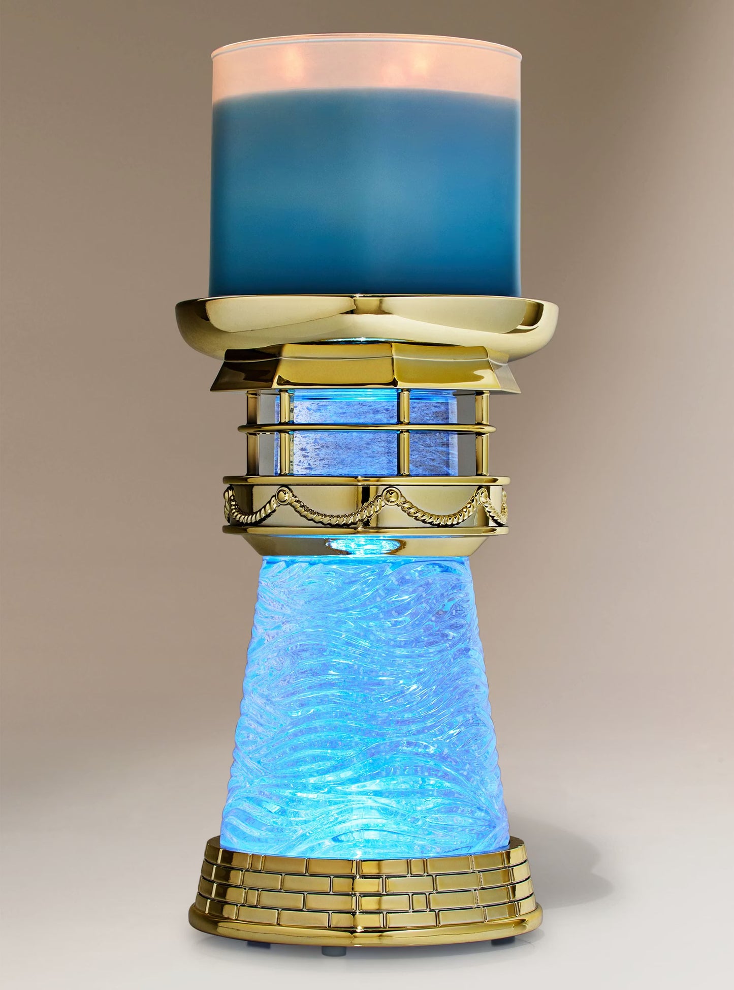 Light-up Lighthouse Water Globe 3-Wick Candle Holder